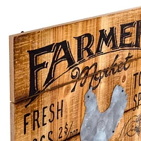 Truu Design Panneau mural en bois du marché des fermiers, 30,5 x 46cm (12 x 18po), Brun