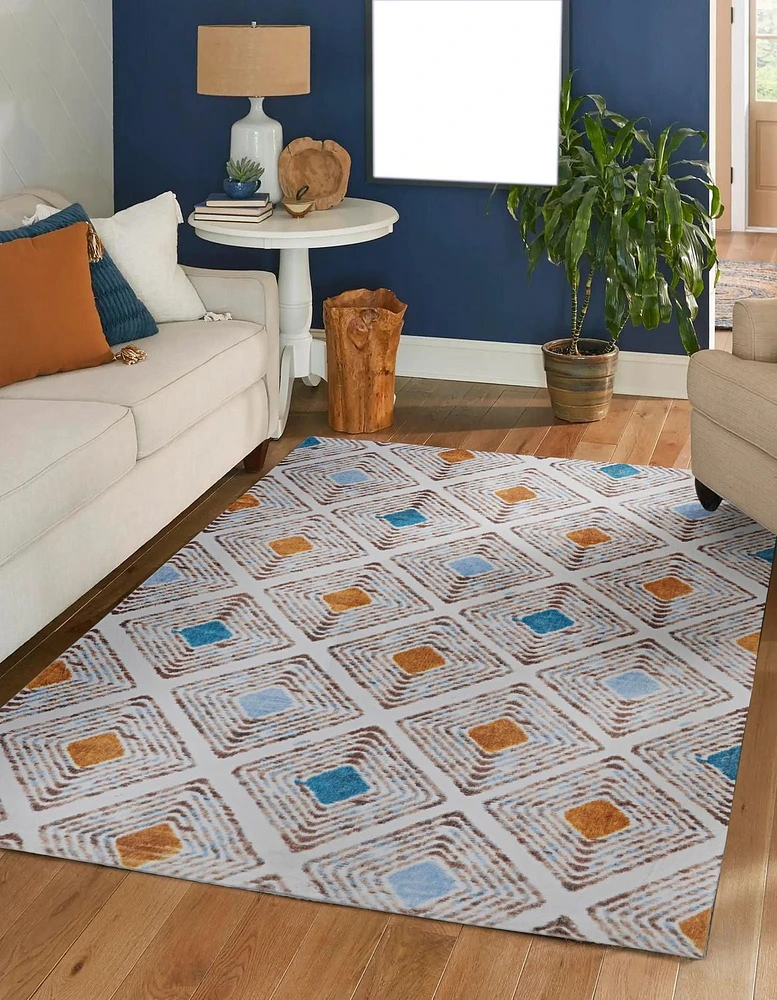 Motif Printed Faux Rabbit Blinx Ivory & Tan ft. x ft. Area Rug