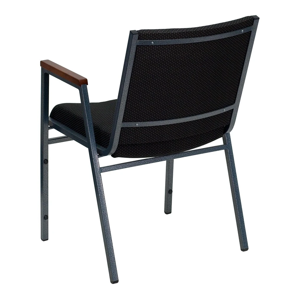 Lot de 4 pièces - Chaise empilable robuste de la série HERCULES en tissu à pois noir avec appuis-bras