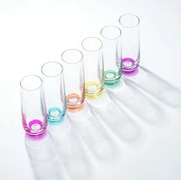 Flûtes à Champagne sans Pied Colorées Hue – 9,4 oz - Ensemble de 6 Coupe élancée et lestée