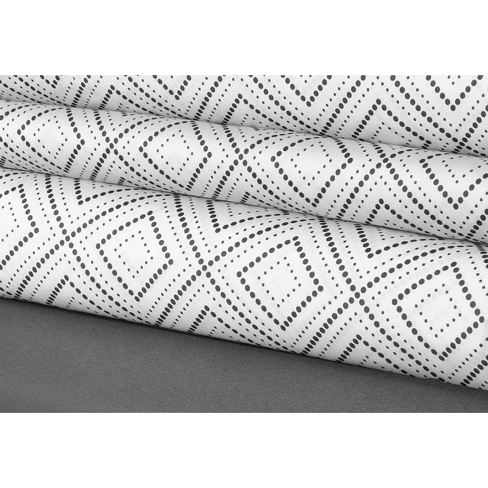 Safdie & Co. Ens. De Draps En Microfibre Tissé 4MCX D Geo Imprimé Solide Gris