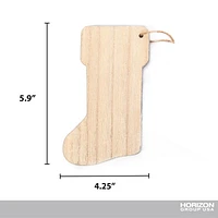 On the Surface bas de Noël en bois avec bordure pailletée argentée, ornement ou<br>étiquette-cadeau avec ficelle en jute pour l’accrocher