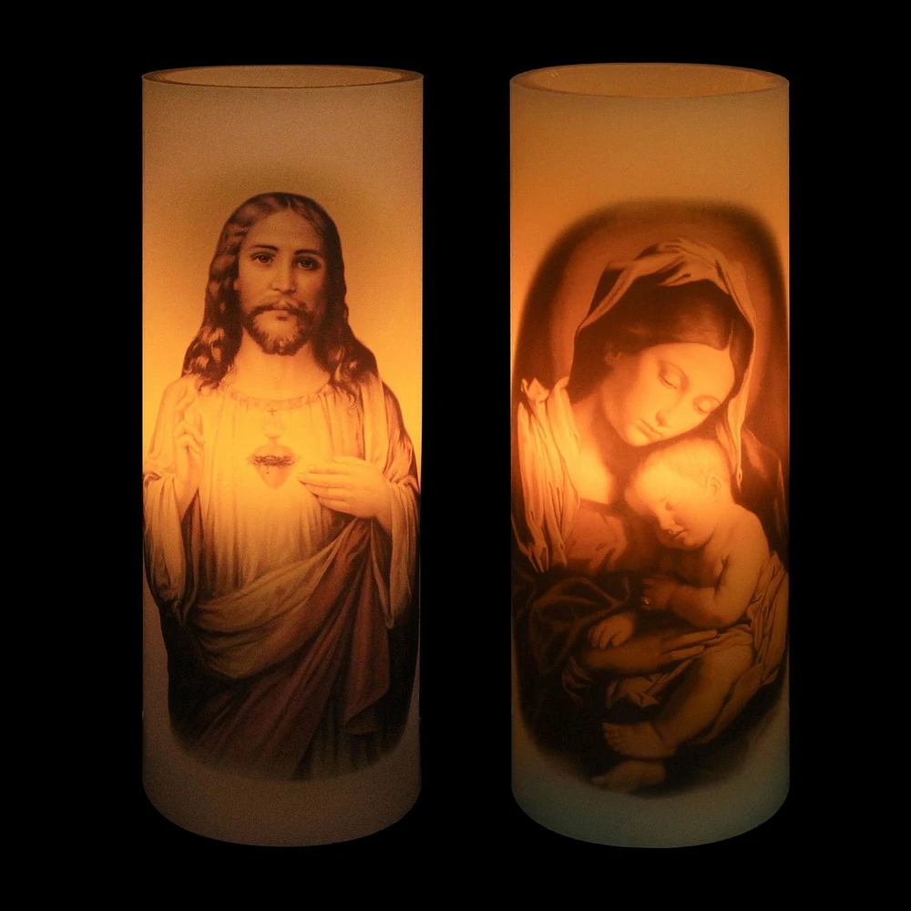 Mainstay Unscented LED Wax Pillar Candle - Virgin Mary, 3"x8"H, 5-hour timer