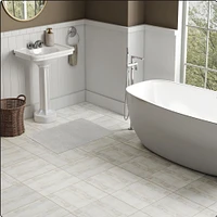 Tapis de bain en polyester gris clair uni 3K Hometrends Tapis bain antidérapant20x32"