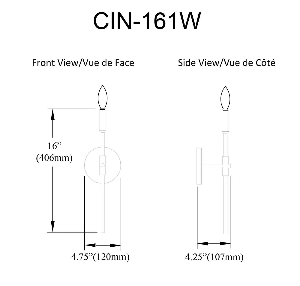 Applique murale à 1 lumière Cinthia - Noir mat