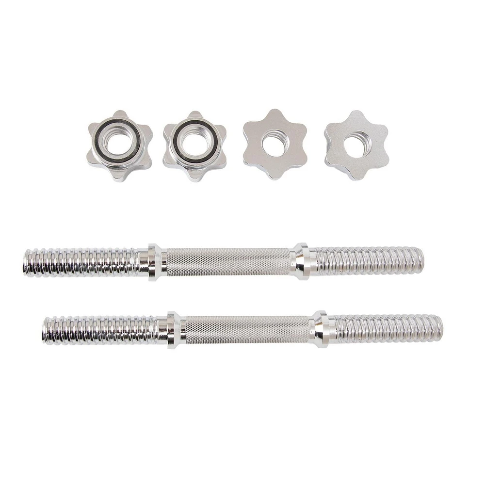 GoZone Standard 14" Dumbbell Handles – Threaded Ends – Silver, Includes 2 dumbbell handles