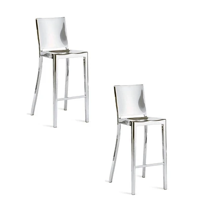 Tabouret de comptoir élégant Roxan en acier inoxydable LOT DE 2