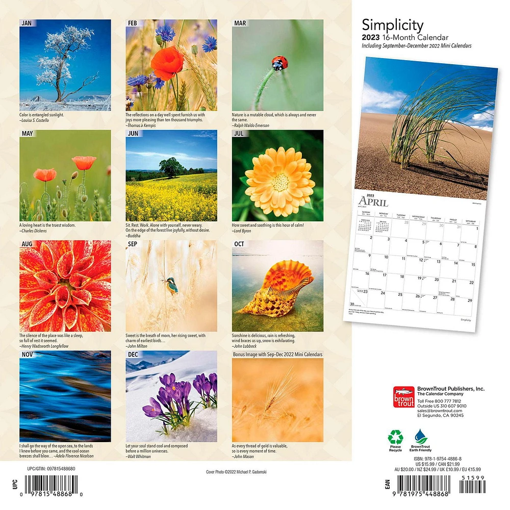 Simplicity | 2023 12x24 Inch Square Wall Calendar