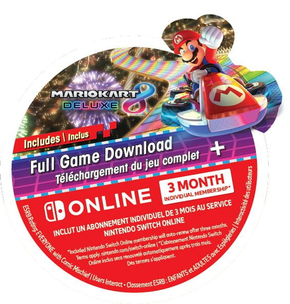 Nintendo Switch™ w/ Neon Blue & Neon Red Joy-Con™ + Mario Kart™ 8 Deluxe (Full Game Download) + 3 Month Nintendo Switch Online Individual Membership