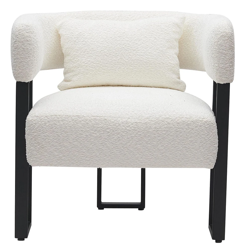 Contemporaine Tissu Bouclé Fauteuil - Ivoire et Noir