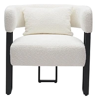 Contemporaine Tissu Bouclé Fauteuil - Ivoire et Noir