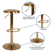 Tabouret de bar à hauteur réglable de la série Madrid au fini doré