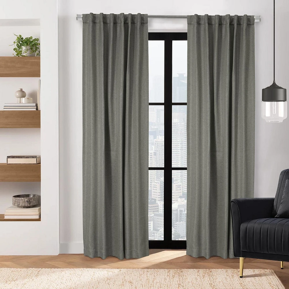 Loft Living Girona assombrissement des pièces Double Tetiere panneau de rideau 52 x 63 in Charbon