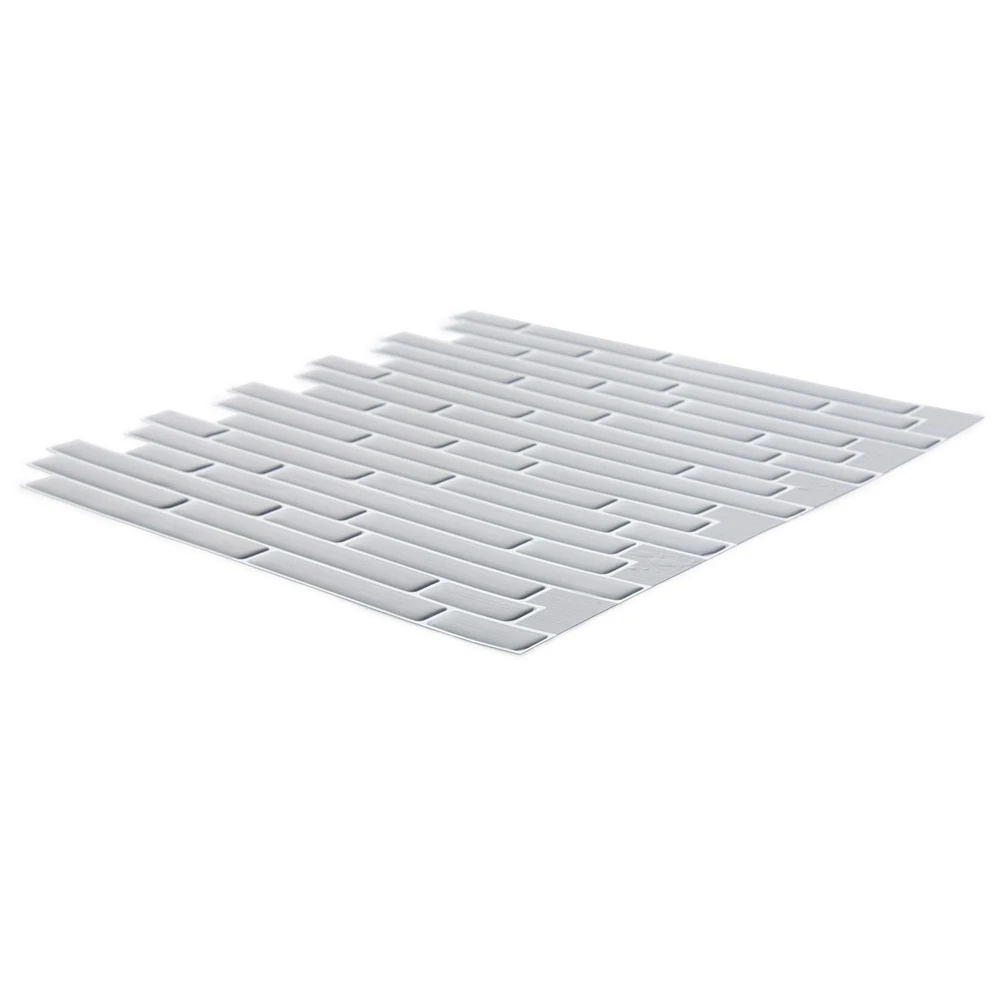 Truu Design Tuiles murales auto-adhésives Peel and Stick Accent, 10 x 10 pouces, argent, 6 pièces