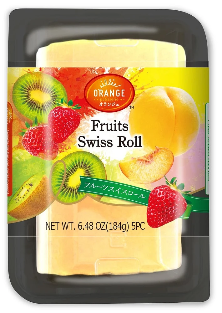 "ORANGE" Japanese Swiss Roll Cake, Milk Cream with Fruits, 184g, Frozen