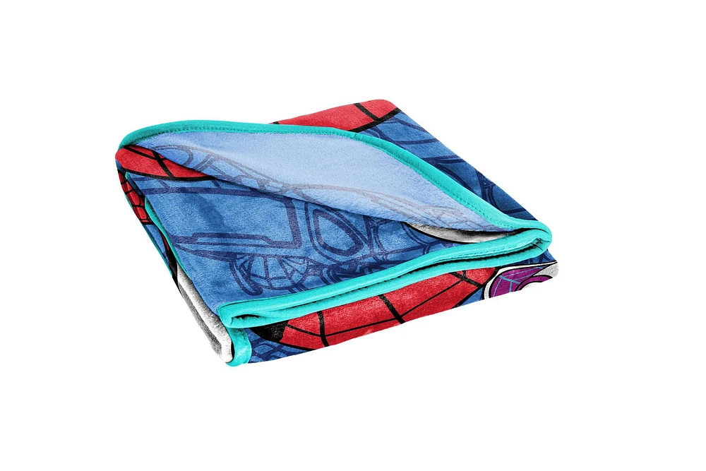 Spider-Man 'Spidey et ses Amis Extraordinaires - Équipe de Trois' Jeté en Molleton Toucher Soie pour Enfants, 100 % Polyester
