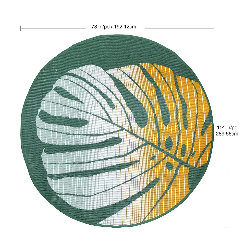 Tapis d'extérieur rond Dalecroft Leaf, 6 pi x 6 pi, polyoléfine tissée 6 pi x 6 pi MS TAPIS LEAF 6'6"