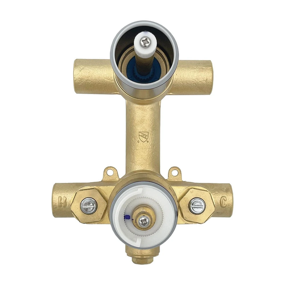 Round thermostatic valve 4-way diverter with 5 settings hand shower, Slip-on 1/2-in. spout or simultaneously and with stop