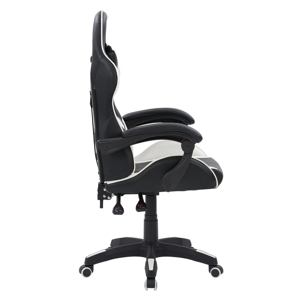 CorLiving Ravagers Vinyl PVC Fabric Ergonomic Adjustable Height Gaming Chair for Adults - High Back Computer Chair, Gamer and Video Game Chair