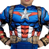 MARVEL Captain America Official Youth Halloween Costume - Premium Quality Padded Jumpsuit with Plastic Mask