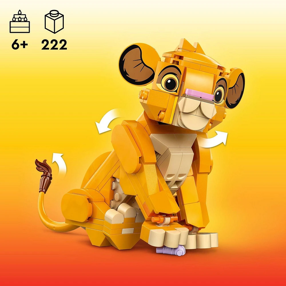 LEGO Disney Classic Bébé Simba le Roi Lion 43243 Ensemble de construction (222 pièces) Comprend 222 pièces, 6+ ans