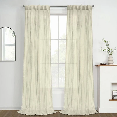 Loft Living Peoria Transparent Double Tetiere panneau de rideau 52 x 63 in Crème