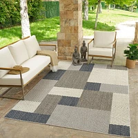 Rug Branch Hogar Abstract Indoor Outdoor Area Rug, Grey Blue, Geometric - Living Room, Bedroom, Dining Room, and Kitche