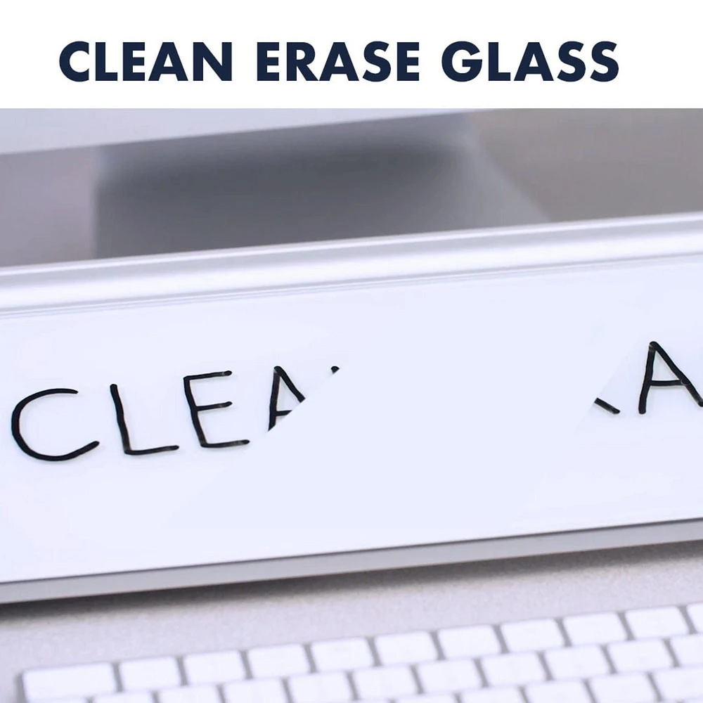 Bloc de bureau en verre Desktop Glass effaçable à sec, 18 po X 6 po