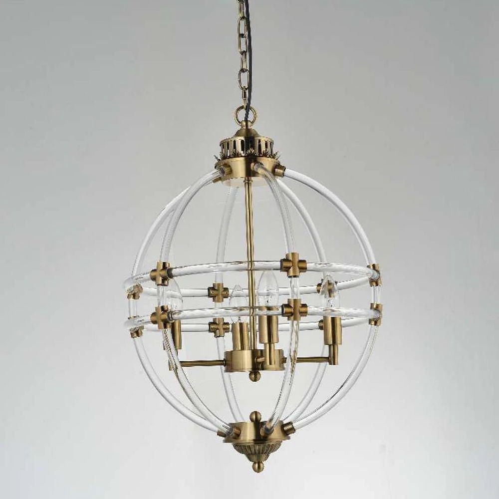 PENDENTIF RICHMOND<br>Suspension en acier et acrylique fini laiton H24"x D17"