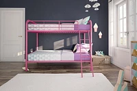 DHP Dusty Metal Bunk Bed, Pink