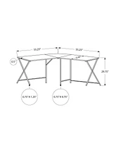 Monarch Specialties Bureau, Bureau À Domicile, Coin, 55"l, Forme De L, Travail, Ordinateur Portable, Métal, Stratifié, Gris, Noir, Contemporain, Moderne