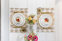 FRAÎCHE Spring Taupe Gingham Kitchen Towels, 3 Pack, One Size