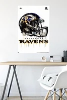 NFL Baltimore Ravens - Drip Helmet 20 Wall Poster with Magnetic Frame