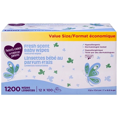 Lingettes bébé texturisées Le Choix des Parents au parfum frais 1200 lingettes