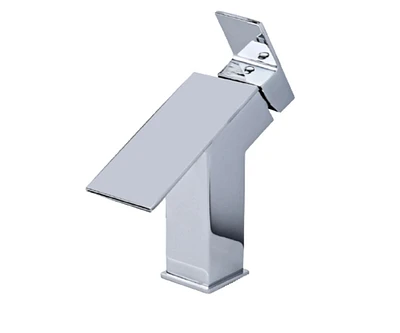 DROP Bath and Kitchen DR091005 Robinet pour lavabo de salle de bain de forme carrée en couleur chrome de la série Haven