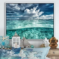 Designart Amazing Underwater Seascape And Clouds FLOAT FRAME WALL ART