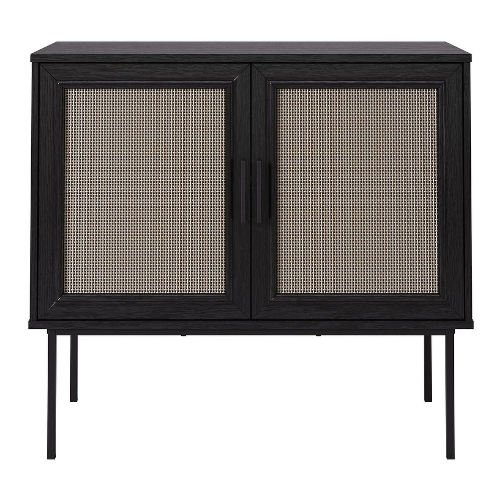 Emmett Premium Faux Wood Versatile Compact Sideboard Buffet with Lattice Doors