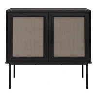 Emmett Premium Faux Wood Versatile Compact Sideboard Buffet with Lattice Doors