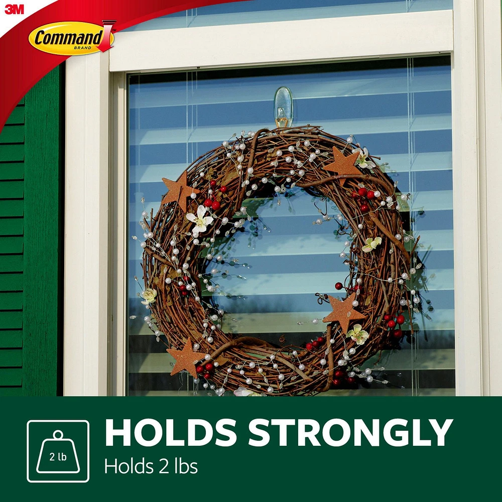 Command™ Outdoor Window Hook 17091CLRAWVPEF, Clear, Medium, 2 lb, 5 Hooks, 6 Strips