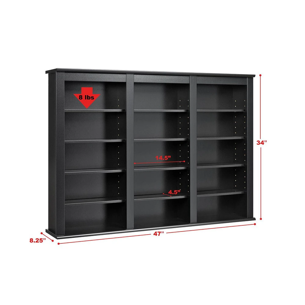 Prepac 47 in W x 34 in H x 8.25 in D Triple Wall Mounted Storage