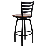 Flash Furniture Hercules 32" Swivel Metal Bar Stool in Black and Burgundy