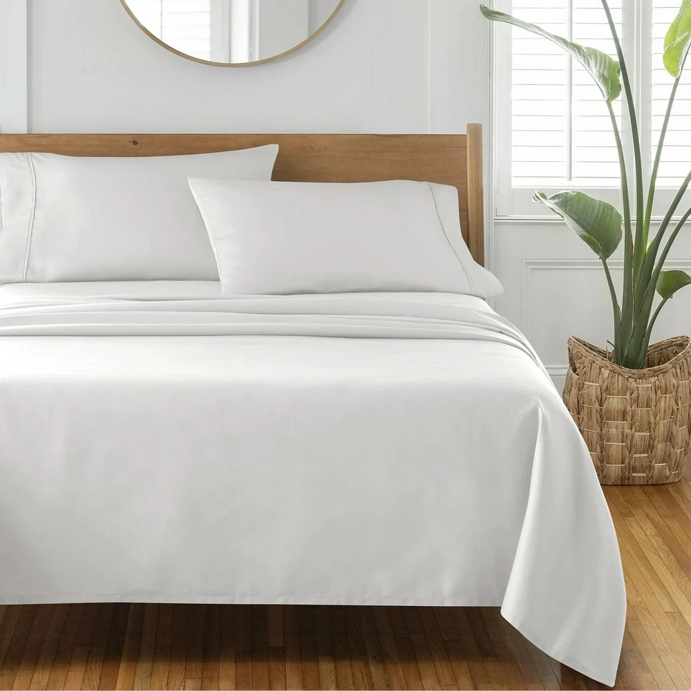 Parure de lit Better Homes & Gardens, 4 pièces, en satin de coton blanc arctique 300 fils, grand lit