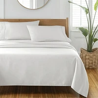 Parure de lit Better Homes & Gardens, 4 pièces, en satin de coton blanc arctique 300 fils, grand lit
