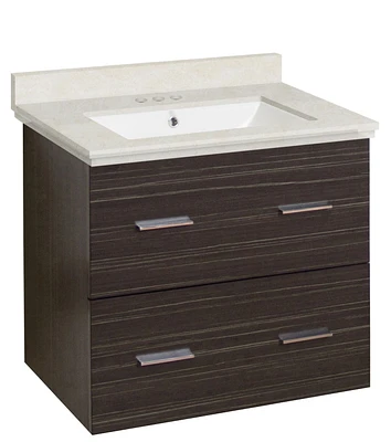 American Imaginations 23.75-in. W Floor Mount White Vanity Set For 3H4-in. Drilling Bianca Carara Top Biscuit UM Sink AI-18558