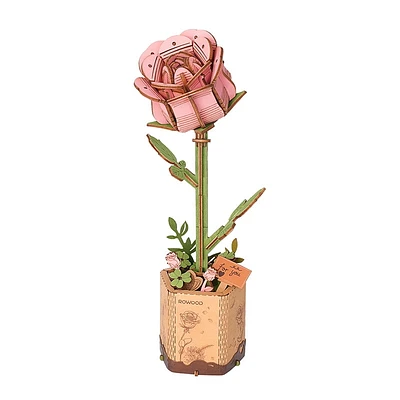Rokr 3D Wooden Puzzle Pink Rose Flower Bouquet DIY