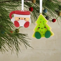 Décorations Hallmark de Noël (Tasse de lait pour le père Noël et biscuit, peluches magnétiques Better Together), ensemble de 2 peluches