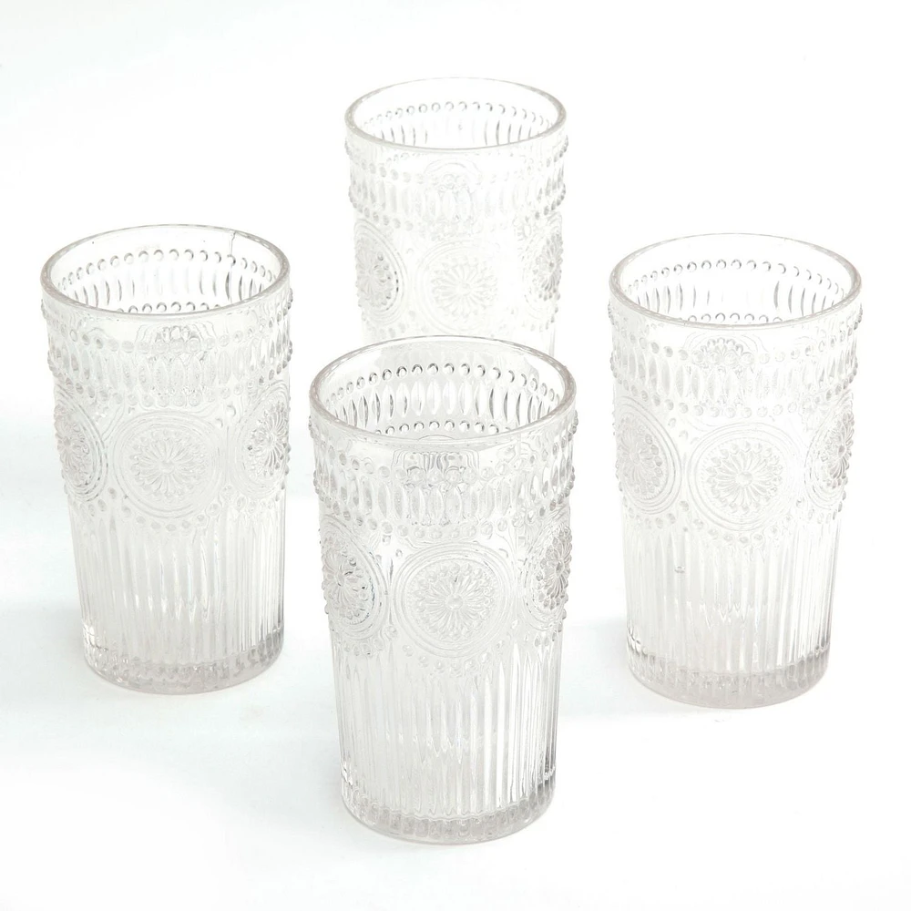 The Pioneer Woman 16-Ounce Emboss Glass Tumblers
