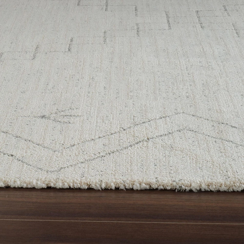 Tapis d'interieur abstrait Rug Branch Casa, beige creme, boheme - Salon, chambre