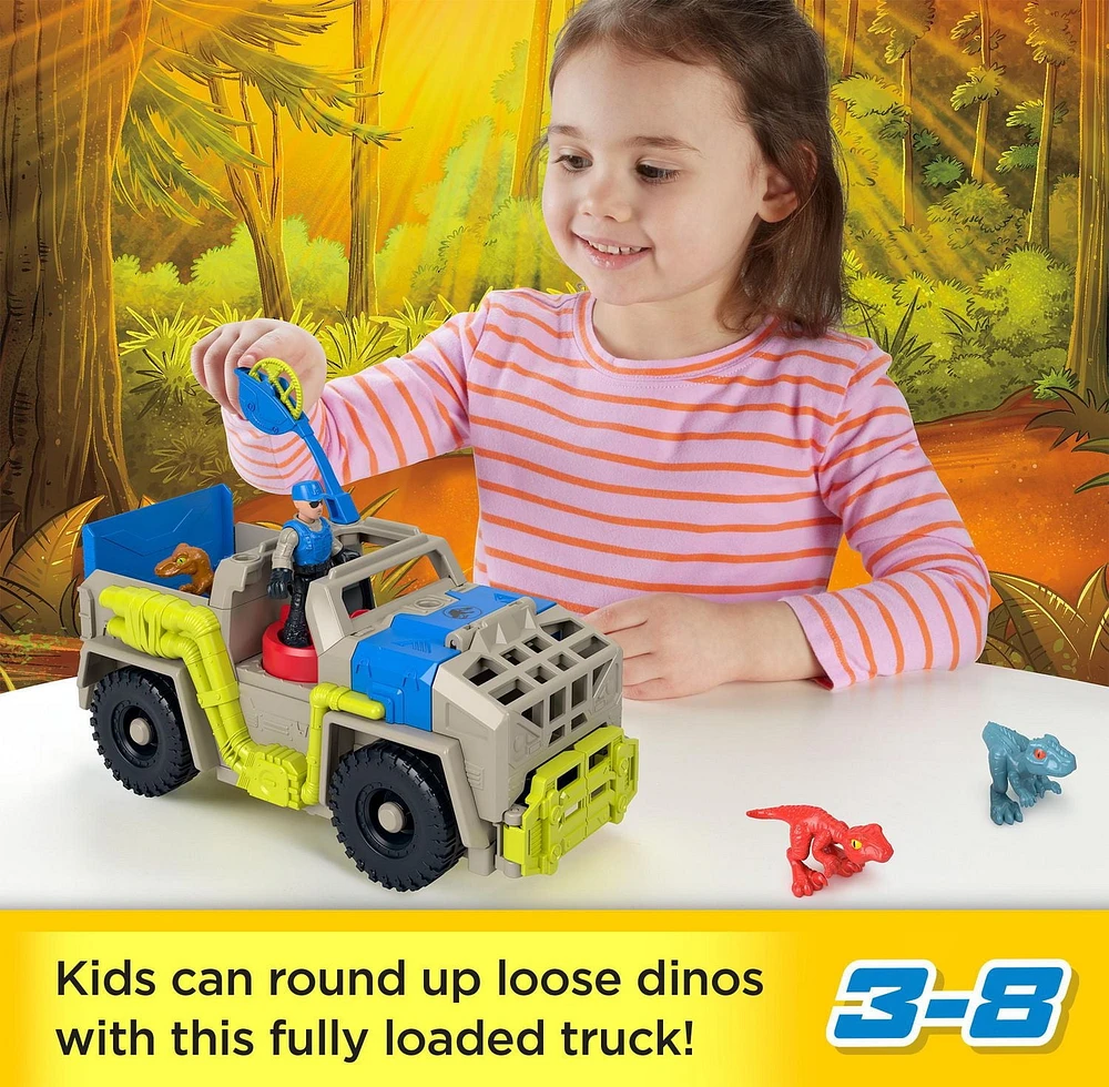 Imaginext Jurassic World Track & Transport Dino Truck Vehicle & Figure Set, 8 Pieces, Ages 3-8