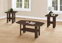 Monarch Specialties Ensemble De Table, Ensemble 3pcs, Café, Bout, Côté, Accent, Salon, Stratifié, Noyer, Transitionnel